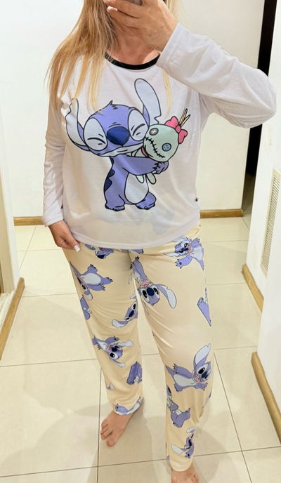 Pijama Largo - Stitch - Manga Larga - Plus size