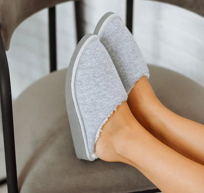 Pantuflas Grises - Corderito por dentro