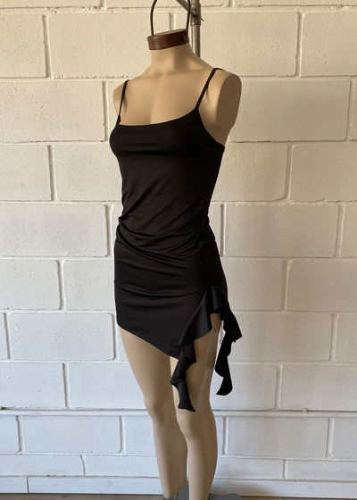 Vestido Microfibra Tajo Lateral Volado