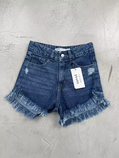 Short Denim Rigido Desflecado Rotura
