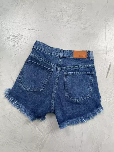 Short Denim Rigido Desflecado Rotura