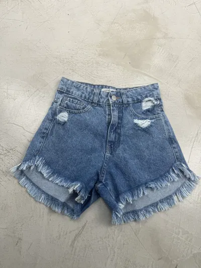 Short Denim Rigido Desflecado Rotura
