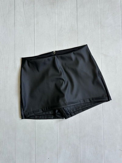 Short Pollera Cuerina Con Cierre
