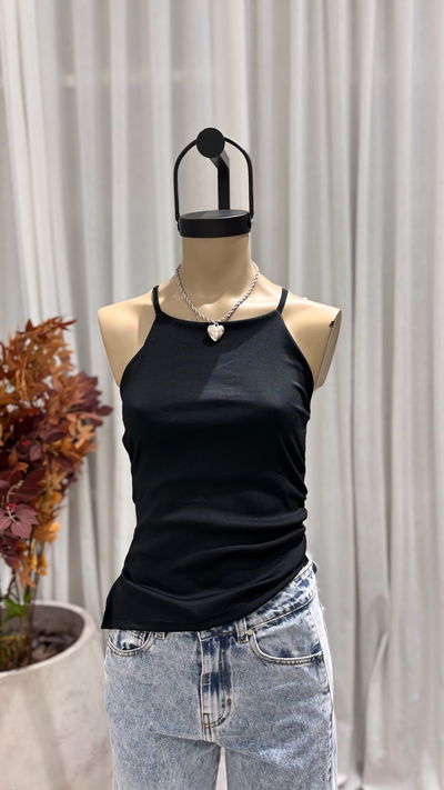 Top Halter Espalda Tiras Micro Rib