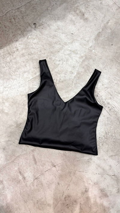 Top Cuello V Forrado Cuerina