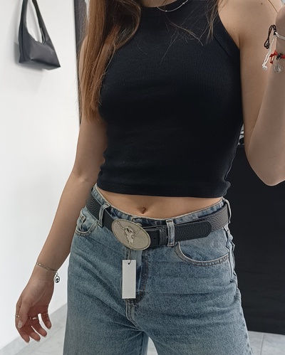 Cinto Texano Con Chapon de Toro Niquel