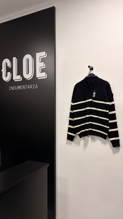 Sweater Perle Rayado Con Cierre