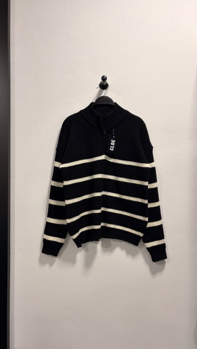 Sweater Perle Rayado Con Cierre