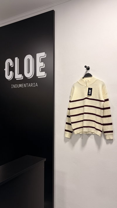 Sweater Perle Rayado Con Cierre