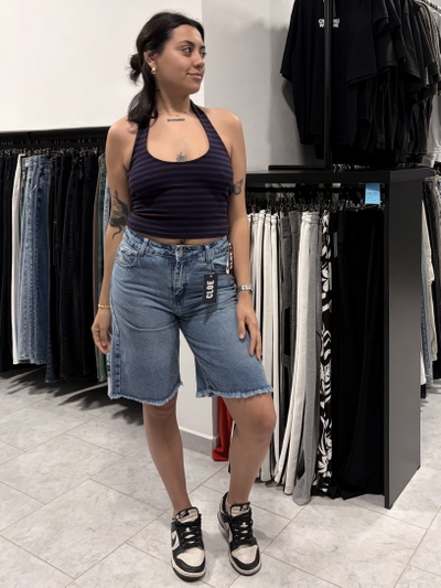 Bermuda Jean Azul Mujer