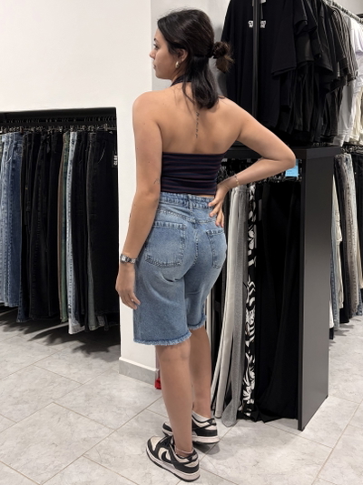 Bermuda Jean Azul Mujer