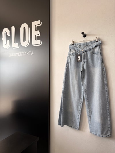 Jean Wide Leg Doble Cinto Cruzado