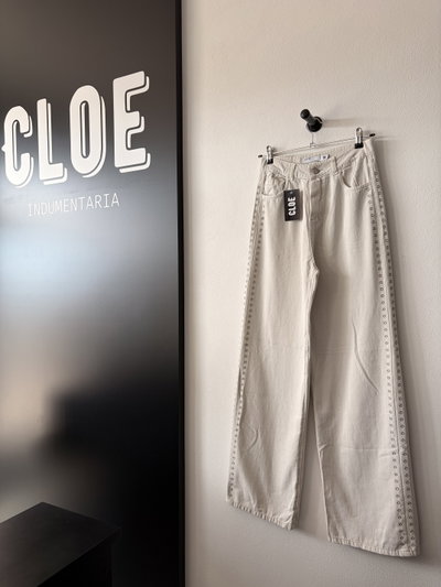 Wide Leg Off White Rigido Tachas
