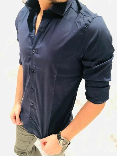 Camisa Lisa Cuello Comun Lino