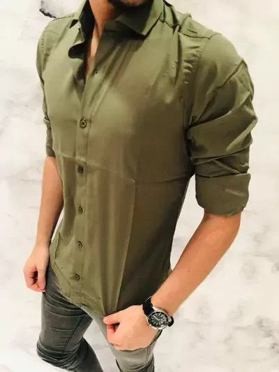 Camisa Lisa Cuello Comun Lino