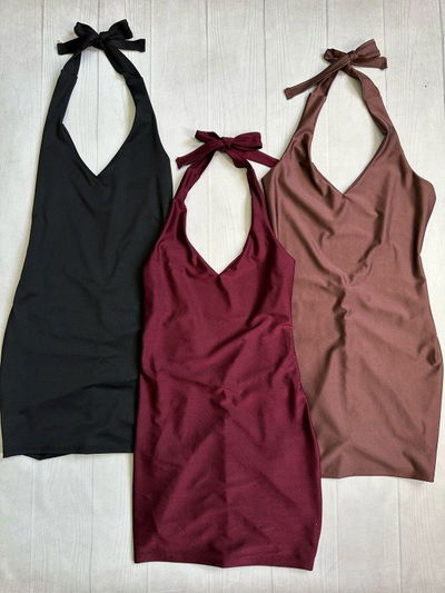 Vestido p/atar V Frunce Microfibra Satinada