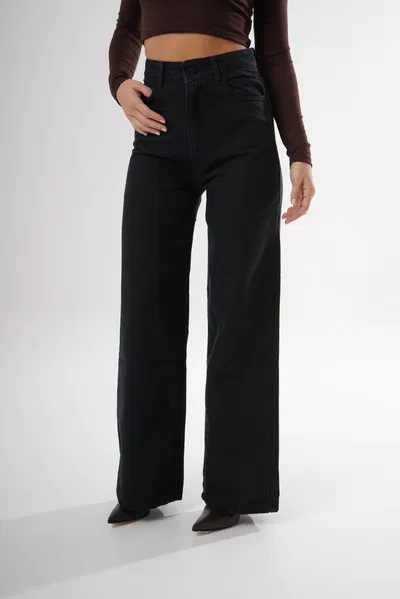 Wide Leg Denim Negro Rigido