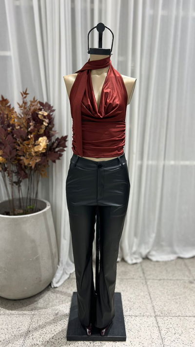 Pantalon Wide Leg Cuerina