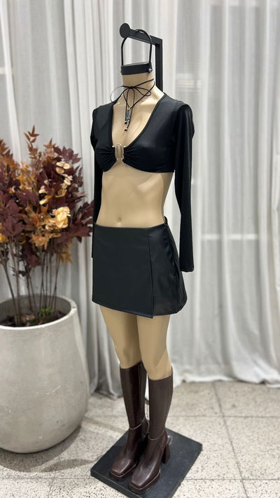 Skort Cierre Lateral Cuerina