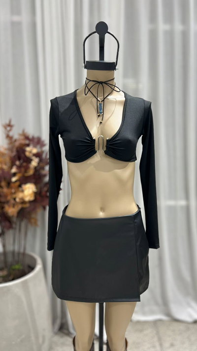 Skort Cierre Lateral Cuerina