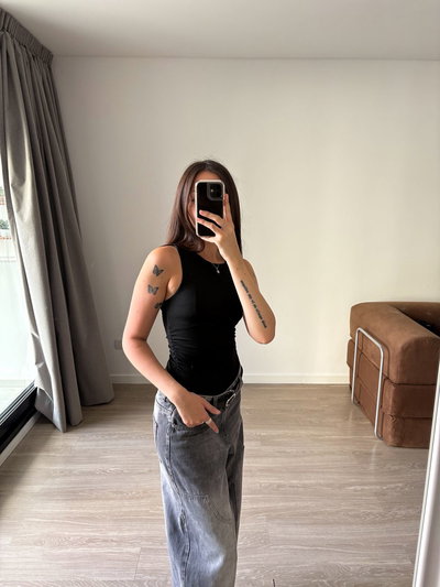 BODY HABANA CON FRUNCE NEGRO