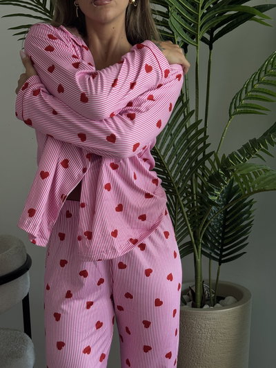 PIJAMA CAMISERO CORAZONES