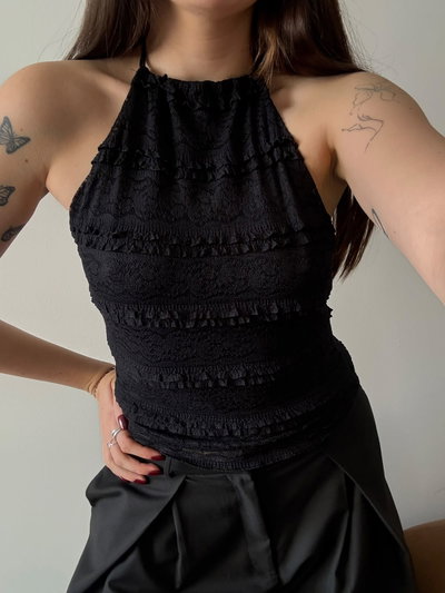 TOP HALTER NEGRO
