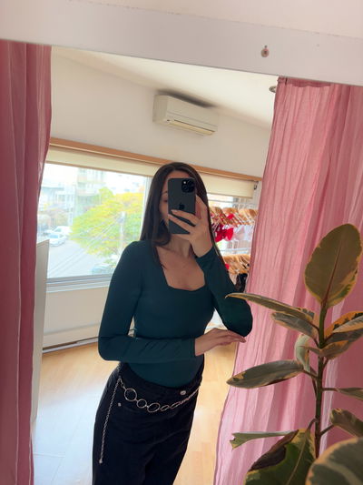 BODY ESCOTE CUADRADO VERDE (manga larga)
