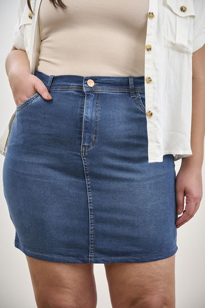 Pollera jean azul clásica
