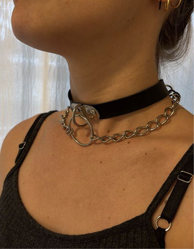 Choker doble con cadena y argolla