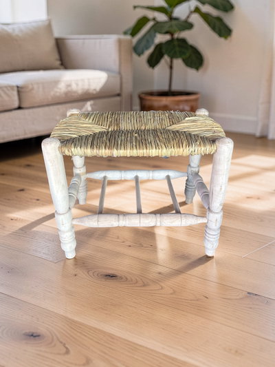 BANQUETA DOBLE DE MADERA Y JUNCO 