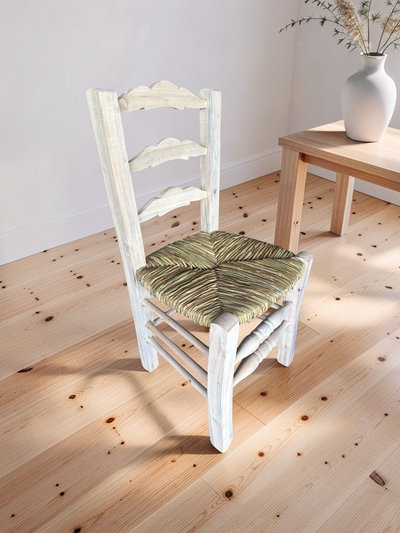 SILLA DE JUNCO CON RESPALDO DE MADERA 3 FAJAS