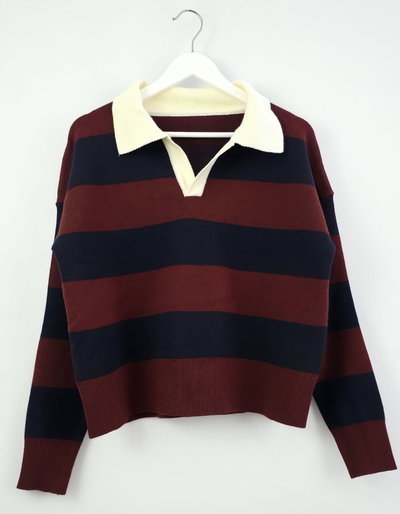 SW POLO knit bordo c marino