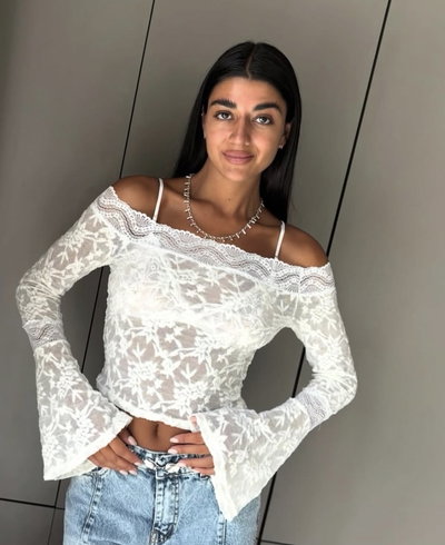 Top encaje white