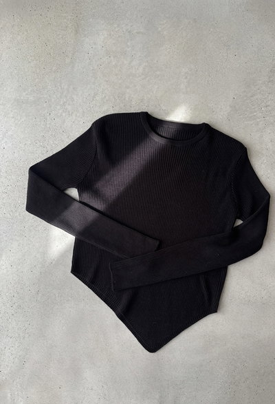 sweater knit manga clasica negro
