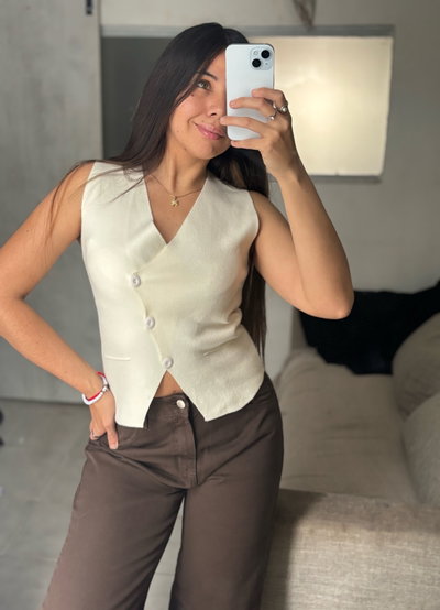 CHALECO LAUREN crema