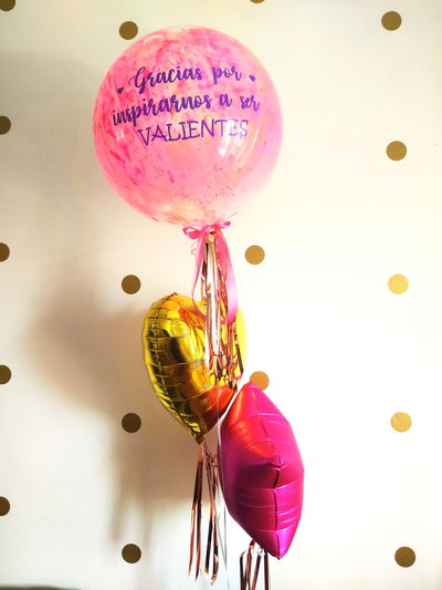 Bouquet burbuja pintada + globos foil