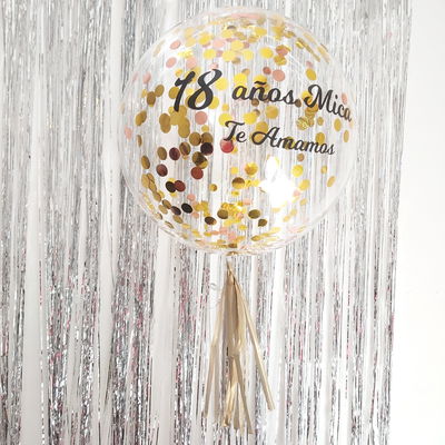 Globo burbuja con helio personalizado + confeti 
