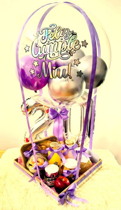 Bandeja Deli + números + globos helio