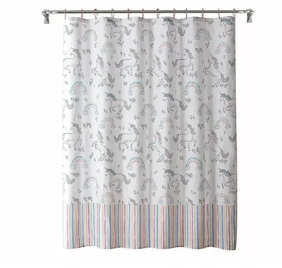 Cortina de baño unicornio antihongos