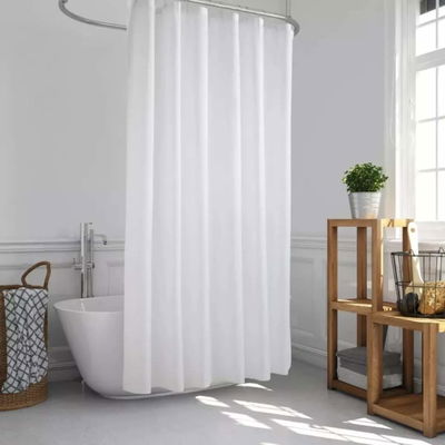 Set Cortina de Baño SIMIL LINO + 12 ganchos metalicos PREMIUM