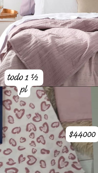 COMBO 1 ½ cover lila reversible y sabanas 1½