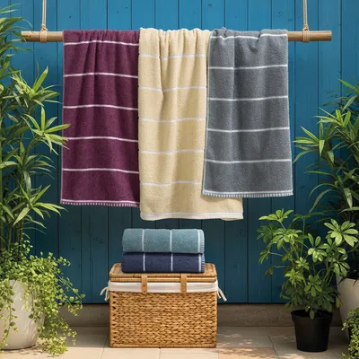 Toallón Extra Grande Jacquard A Rayas De algodón | Línea Río