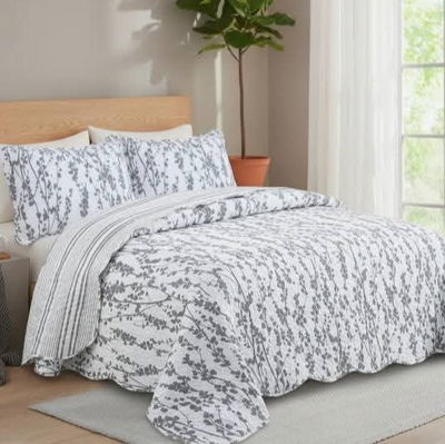 Cubrecama estampado Queen con fundas