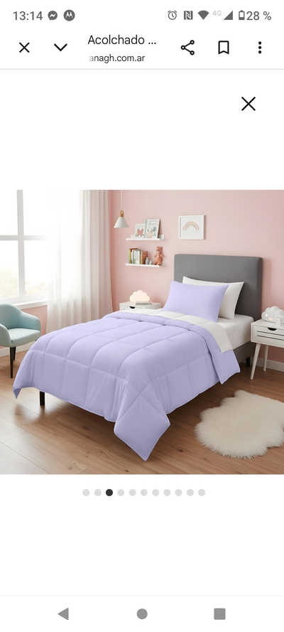 Acolchado Simil Plumón c fundas Twin. Lila