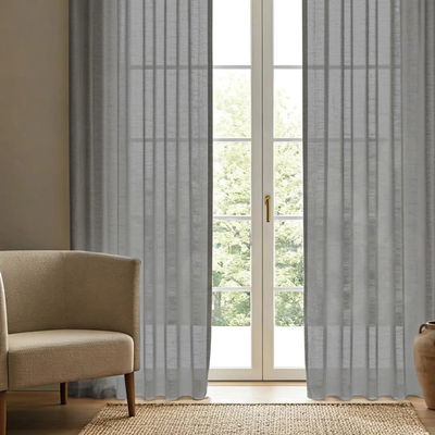 Juego De Cortinas Símil Gasa de Algodón con Cinta Fruncidora