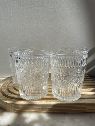 Vasos labrados transparente X4