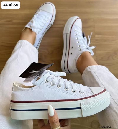 All Star blancas ecocuero com plataforma importadas 