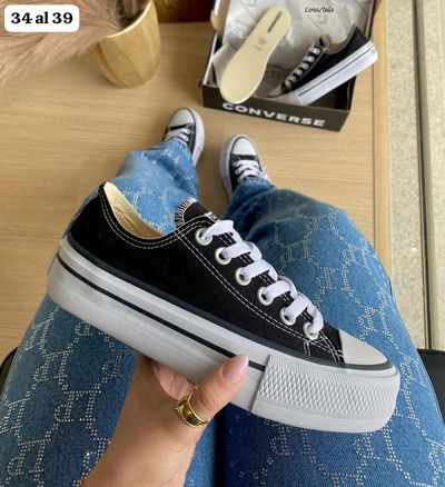 All Star negras ecocuero com plataforma importadas 