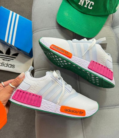 Adidas NMD Blancas fucsia y naranja 